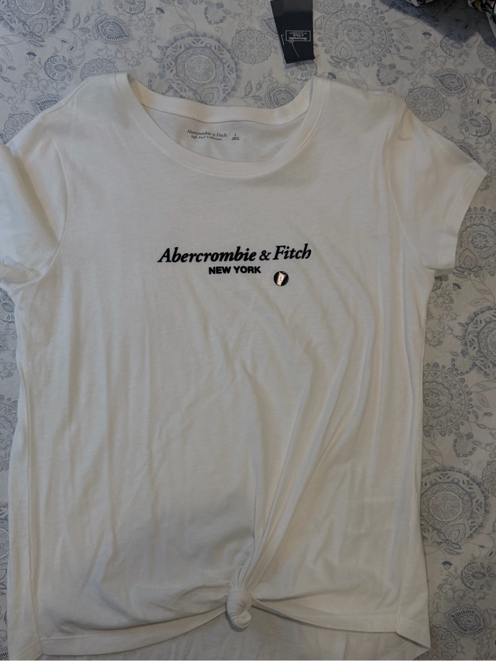 Abercrombie & Fitch White Tee with Black Logo